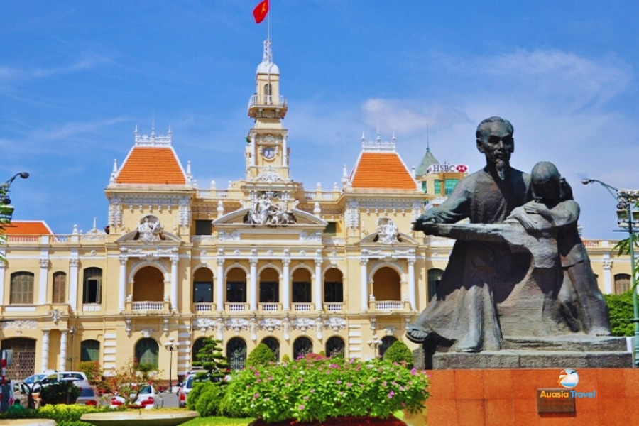 The Peoples’s Committee of Ho Chi Minh City panorama with stunning colonial architecture